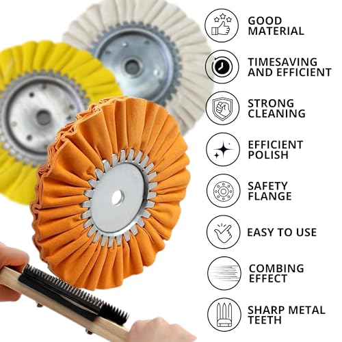 9PCS 8 Inch Aluminum Wheel Polishing Kit – Set with Aluminum Polishing Wheels Rake Buffing Compound and Airway Buffing Wheel Kit for Angle Grinder and Rim Shine Restoration - style: 9 PCS Multi Set