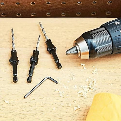 5PCS Woodworking Countersink Drill Bits Set, Tapered Drill Bits Countersink HSS Conical Countersink with 1 Hex Wrench Woodworking Countersink Bit - size: 5 PCS