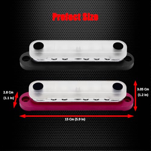 Ampper 3 x M6 Post Power Distribution Block BusBar 10 M4 Screws, 5.9" R & B - color: Red & Black, size: 3M6+10M4