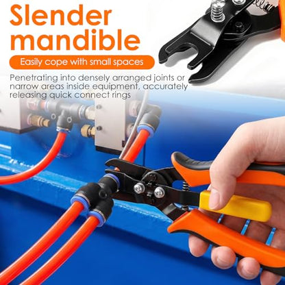 Air Line Removal Tool Pliers, Push to Connect Fittings Disconnect Tool for Air Hose, Quick Connect Pneumatic Fitting Release Plier for Automotive & Industrial Use (1/4" 5/16" & 3/8" 1/2") - color: 1/4" 5/16" & 3/8" 1/2"