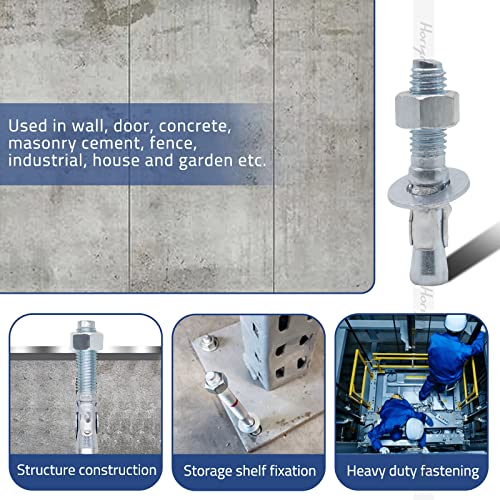 1/2 Concrete Anchors, 1/2 Wedge Anchors Bolts, 3-1/2" L, 10 Pcs - size: 1/2" x 3-1/2"