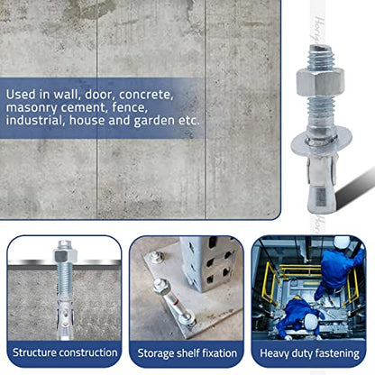 1/2 Concrete Anchors, 1/2 Wedge Anchors Bolts, 3-1/2" L, 10 Pcs - size: 1/2" x 3-1/2"