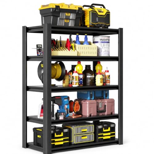 Heavy Duty 5 Tier Metal Garage Shelving, 63" H×31.5" W×16" D - size: 72"H × 47"W × 27"D