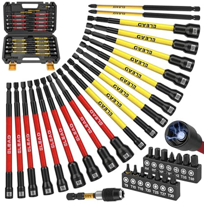 Magnetic Nut Driver Bit Set, 35-Piece Extra Long Nut Driver Set for Impact Drill, Metric & SAE, PH1 & PH2 Screwdriver Bits 1/4 Drive Shank Adapter Extension, Durable for Professional Projects - color: 35-piece Nut Driver Set