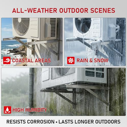304 Stainless Steel Wall Mount Bracket for 7000-18000 BTU Mini Split AC, Rust Resistant Outdoor Support Frame for Heat Pump Condenser - size: 304 stainless steel 7000-18000BTU