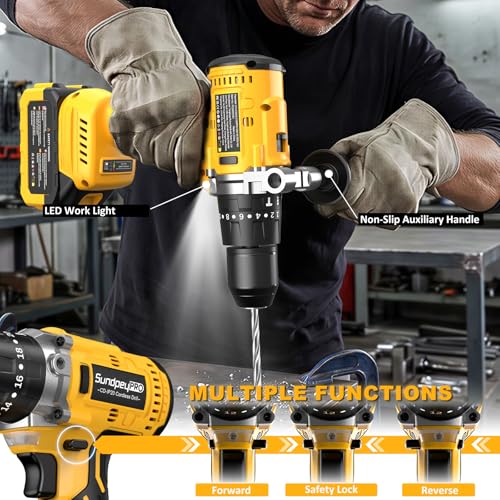 1060In·lbs 21V Brushless Cordless Electric Power Hammer Drill - color: Yellow