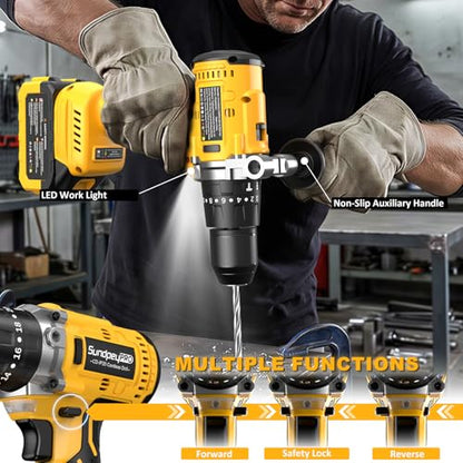 1060In·lbs 21V Brushless Cordless Electric Power Hammer Drill - color: Yellow