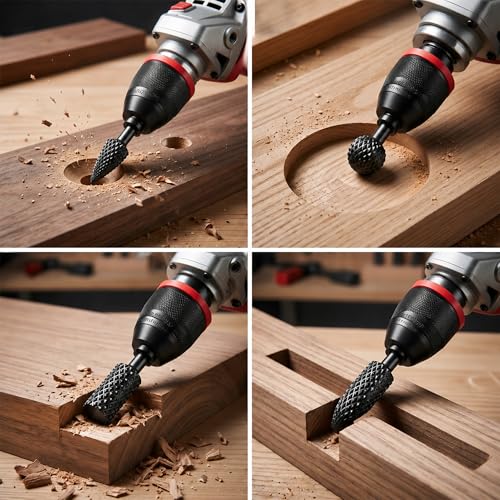 5/8-11 Angle Grinder Keyless Self-Locking Ratchet Drill Chuck, 1/16"-3/8" Clamp Range, 5/8"-11 to 1/2"-20 Arbor Adapter & 10 Pcs Rotary Burrs for Drilling, Grinding, Polishing, Wood & Metal Work