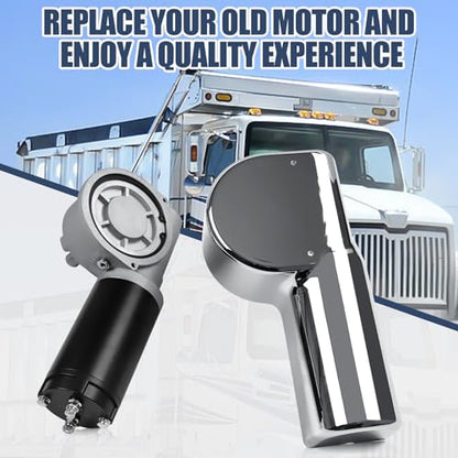 1500W 90:1 2.1HP Electric Tarp Motor for Dump Trucks Over 28' Length, Universal Tipper Truck Roll Canopy Motor for Dump Truck Tarp System with Chrome Housing Cover- 12V DC, 45RPM- 5 Years Warranty - size: 1500w 90:1