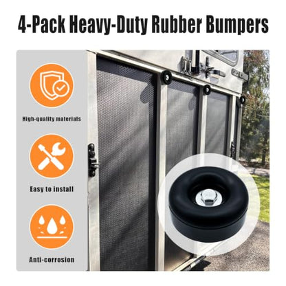 Trailer Ramp Door Rubber Bumpers 2.5" Round Rubber Bump Stops 4-Pack