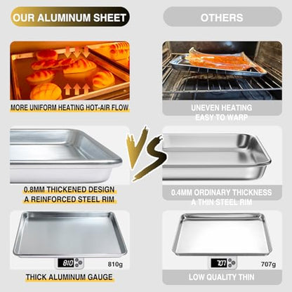 Commercial Quality Baking Sheet Pan Set, Natural Aluminum Cookie Sheet, Umite Chef Warp Resistant Baker's Half Sheet Pan, Large Thick Cookie Tray Pans for Baking, Roasting(2 Pack, 18X13In) - size: 18x13in