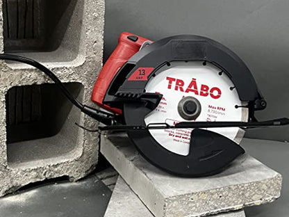 Trabo 10 Inch Masonry Segmented Rim Diamond Bond Blade for Cutting Cement, Pavers, Concrete with Rebar, Natural Stone and More, with 1 Inch Arbor with 7/8 Inch Reducer Ring - size: 10 Inch