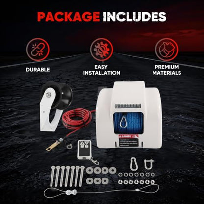 cciyu 12V Electric Free Fall Anchor Winch with Wireless Remote Control