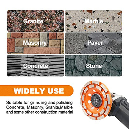 Concrete Diamond Grinding Cup Wheel,BRSCHNITT 4-1/2 inch Diamond Double Row Cutting Wheel for Grinding/Polishing/Cleaning Surface Grinding Granite, Concrete,Stone,Cement,Marble,Rock - size: 4-1/2"(115mm)