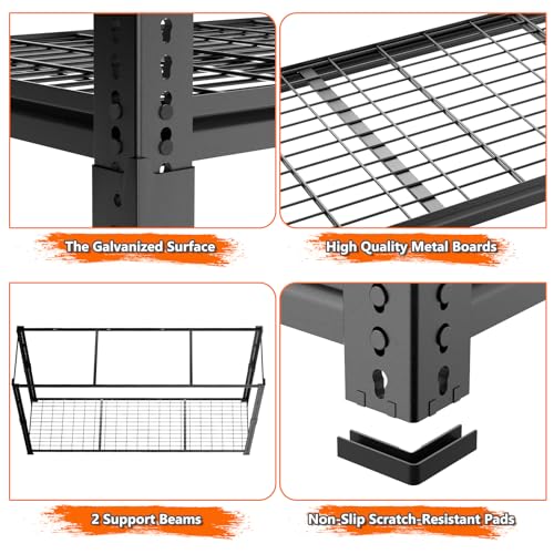 ROOMTEC Garage Shelving, 3300 LBS Capacity Storage Shelves Heavy Duty, 5 Tier Adjustable Metal Organizer Wire Rack, 60"W x 24"D x 78"H Utility Shelf Unit for Kitchen Pantry (1, 60" W x 24" Dx 78" H) - size: 5 Tier 60"W x 24"D x 78"H