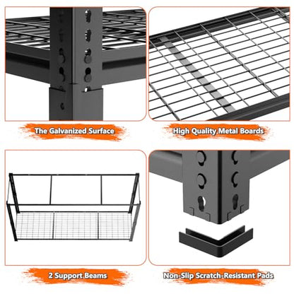 ROOMTEC Garage Shelving, 3300 LBS Capacity Storage Shelves Heavy Duty, 5 Tier Adjustable Metal Organizer Wire Rack, 60"W x 24"D x 78"H Utility Shelf Unit for Kitchen Pantry (1, 60" W x 24" Dx 78" H) - size: 5 Tier 60"W x 24"D x 78"H