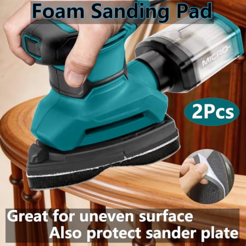 FOWOK 150Pcs Sandpaper for Skil Detail Sander with 2Pcs Foam Sanding Pad - size: 3-Shape Sandpaper with 2 Pads