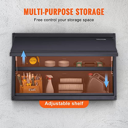 VEVOR Metal Storage Cabinet, 120lbs Load Capacity per Shelf, 20'' Tall Wall-Mounted Powder-Coating Steel Garage Cabinet with Adjustable Shelf, Press to Close & Open Door Perfect for Office Garage Tool - size: Flip up 20"