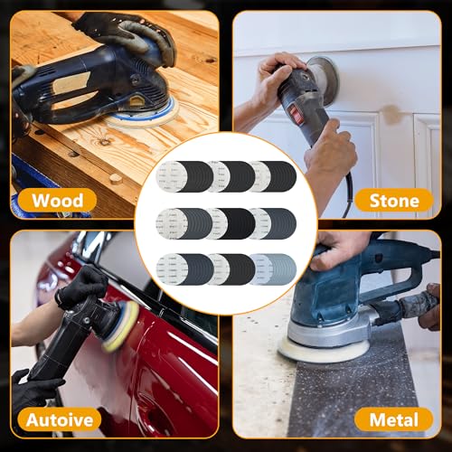 90 Pcs 6 Inch Sanding Discs Wet Dry Sandpaper Hook and Loop,320 400 600 800 1000 1500 2000 3000 5000 Grit Assortment Silicon Carbide Orbital Sander Sandpaper for Automotive Wood Metal Glass Polishing - size: Grit 320 400 600 800 1000 1500 2000 3000 5000