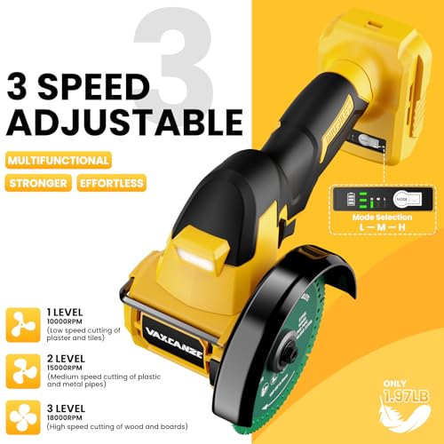 VAXCANZE Cordless Cut Off Tool Compatible with DeWalt Battery, 18,000 RPM Brushless Motor, 4" Blades (2pcs) with Dust Cover, 1.2mm Max Blade Thickness for Wood/Metal/Plastic【BATTERIES NOT INCLUDED】