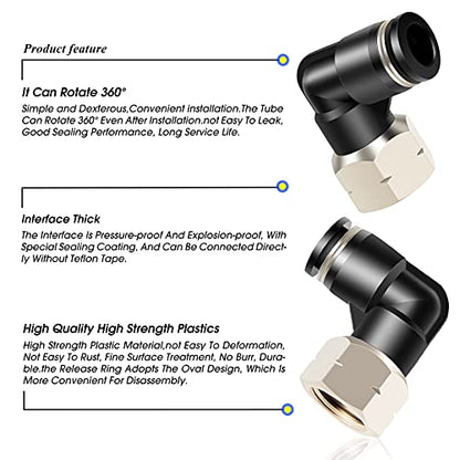 TAILONZ PNEUMATIC Female Elbow 5/32 Inch Tube OD x 1/4 Inch NPT Thread 90 Push to Connect Fittings PLF-5/32-N2 (Pack of 10) - size: 5/32'' OD 1/4''FNPT