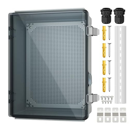 Joinfworld Electrical Box Weatherproof Plastic Junction Box 15.7x11.8x7.1 Outdoor WiFi Nema 4 Enclosure Clear Cover for Electric Connection Exterior Project - size: 15.7"x11.8"x7.1" Clear