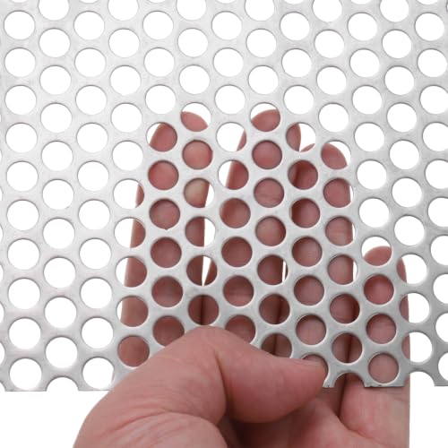 PATIKIL 15.9" x 12" 304 Stainless Steel Perforated Sheet, 2Pcs 0.3" Round Hole 20GA Expanded Metal Mesh Plate Screen Decorative Meshes for Ventilation Grill - size: 15.9" x 12"