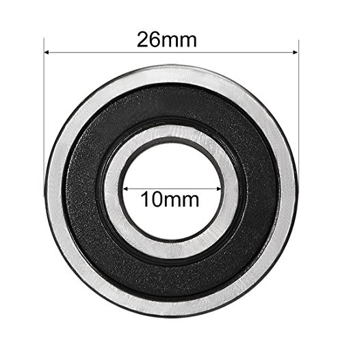 uxcell 6000-2RS Ball Bearing 10mm x 26mm x 8mm Double Sealed 180100 Deep Groove Bearings High Carbon Steel Z1 (Pack of 2) - size: 10 mm x 26 mm x 8 mm