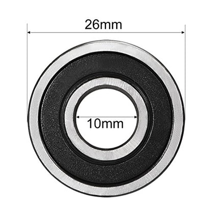 uxcell 6000-2RS Ball Bearing 10mm x 26mm x 8mm Double Sealed 180100 Deep Groove Bearings High Carbon Steel Z1 (Pack of 2) - size: 10 mm x 26 mm x 8 mm