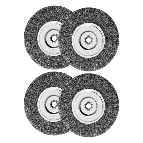 6in Wire Wheel Brush for Bench Grinder, Coarse Crimped Steel-4pcs