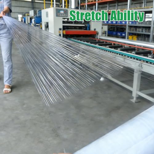 4 Pack Industrial Strength Clear Stretch Wrap Film 18" x 1000 Ft 80 Gauge Thick with Plastic Handle, Durable Self-Adhering Heavy Duty Shrink Plastic Wraps for Pallets Moving & Packing - color: Clear
