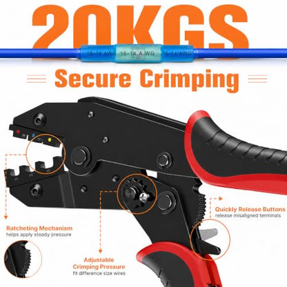 Kuject Crimping Tool Kit with 340 PCS Heat Shrink Connectors