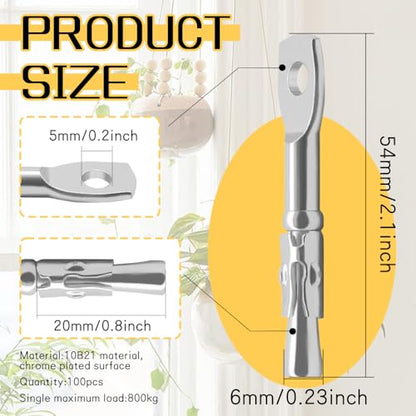 40Pack Tie Wire Eye Bolt Expansion Eye Bolt Wedge Anchor Galvanized Carbon Steel Heavy Duty Fastener Wedge Concrete Anchor for Ceiling Joists Hanging Hammocks Swing Chairs - style: ExpensionScrew