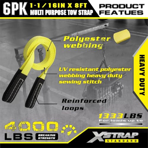 XSTRAP STANDARD 6PK 1"x8' Lift Sling Straps Wear Guard End Heavy Duty Strap - style: 6pk 1''x8ft