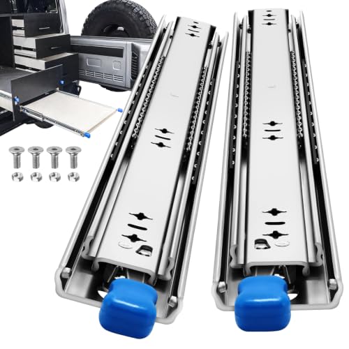 YENUO Locking Heavy Duty Drawer Slides Full Extension 12–40 Inch 250 LB - size: 16 Inch, style: Load:250 lb (With lock) -W:53mm