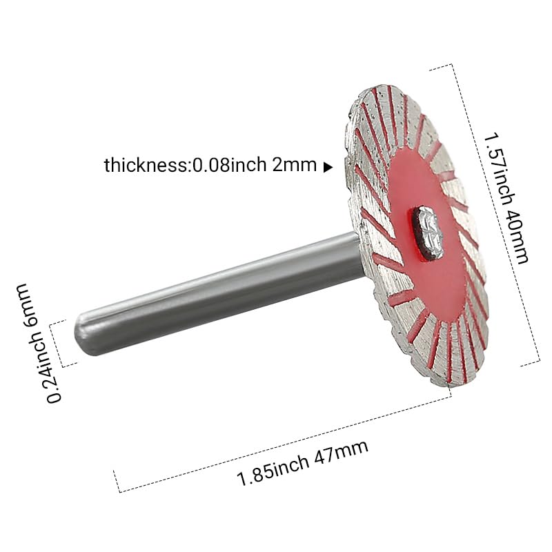 LOZLIN Diamond Cutting Wheels 6mm Mini Rotary Tool Cutting Discs with Mandrels for Dremel, Metal Plastic Wood Ceramic Glass Jewelry Making Cut Off Wheel Set
