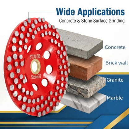 5” Concrete Grinding Wheel, Diamond Grinding Cup Wheel for Marble Granite, Angle Grinder Cup Wheel Fits 7/8-5/8 Inch Arbor, 16/20 Coarse Grit, Dot Segment - style: 5''