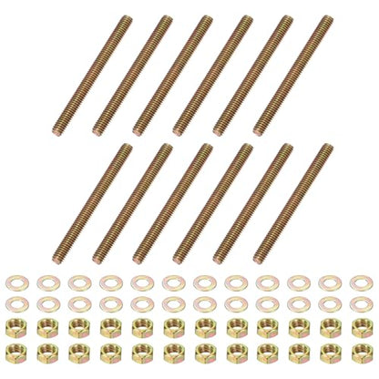 PATIKIL 5/16" x 3-1/2" Color Zinc Fully All Thread Rod, 12 Pcs Carbon Steel Long Threaded Screw Stud Bolts for Furniture Garden Mounting Assembly Fastening - size: 5/16" x 3-1/2"