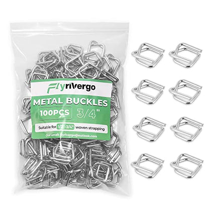 3/4" Heavy Duty Metal Wire Buckle for Woven Cord Strapping 100 Pack - style: Pack of 100