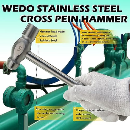 WEDO Stainless Ball Pein Hammer with Stainless Steel Handle, Corrosion Resistant, Rust Proof, Durable, Environmental friendly, 340g, 280mm, 11" - size: 340g
