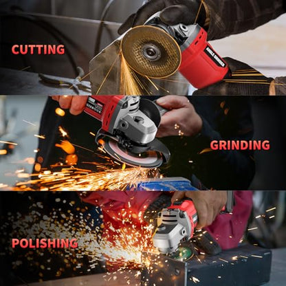 Angle Grinder 4-1/2 Inch Cordless Compatible with Milwaukee 18V/M18 Battery - color: Red