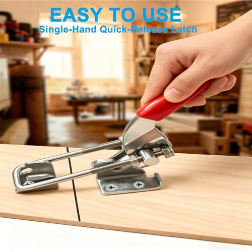 2Pcs 304 Stainless Steel Toggle Clamp Latch 40431, 2000 lbs Holding Capacity, Heavy Duty Toggle Latch w/Antislip Hand Grip for Crate Lid, Tool Fixtures, Tool Box, Trailer & Door Hardware - style: 40431-without padlock