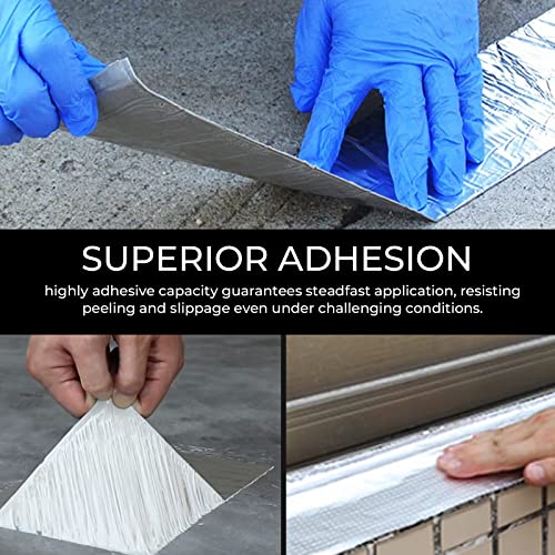 Butyl Waterproof Aluminum Foil Tape, 11.8" W x 16.4' L, Butyl Rubber Adhesive, Silver, for Window Caulking, Boat Sealing, Roof Patching - size: 11.8" W X 16.4' L