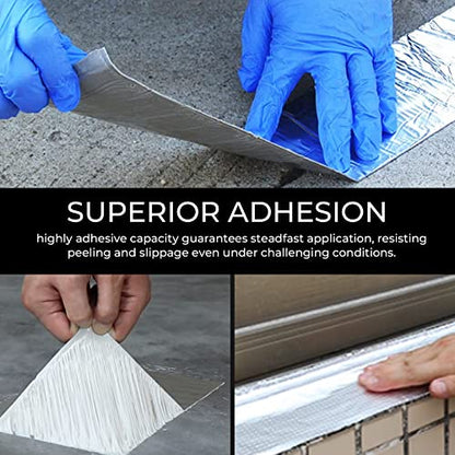 Butyl Waterproof Aluminum Foil Tape, 11.8" W x 16.4' L, Butyl Rubber Adhesive, Silver, for Window Caulking, Boat Sealing, Roof Patching - size: 11.8" W X 16.4' L