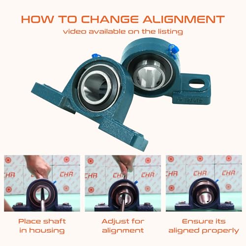CHR 2 Pack UCP206-20Pillow Block Bearings | Mounted Pillow Block Bearings - Chrome Steel with 1 1/4" Bore | ISO 9001-2015 Certified - size: 2, style: UCP206-20