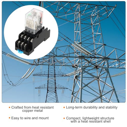 MECCANIXITY 4 Set DC24V Electromagnetic Relay 14-Pin 5A DPDT 4NC 4NO
