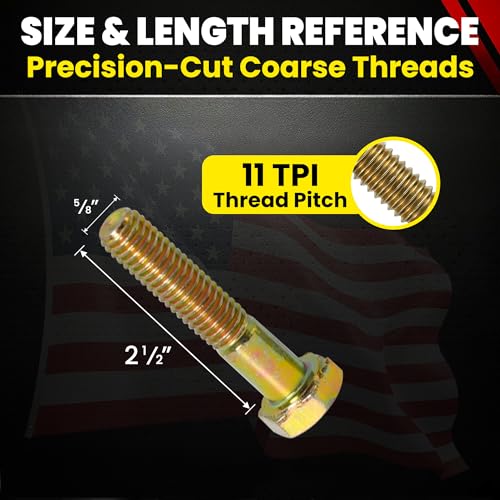 Chenango Supply 5/8-11 x 2-1/2" Grade 8 Hex Head Cap Screws - size: 5/8-11 x 2-1/2" Hex Bolt