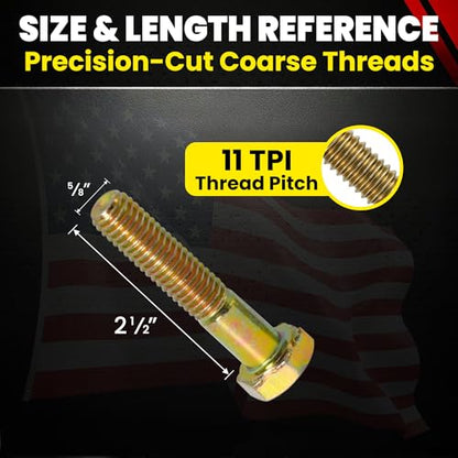 Chenango Supply 5/8-11 x 2-1/2" Grade 8 Hex Head Cap Screws - size: 5/8-11 x 2-1/2" Hex Bolt