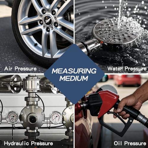0-60 Psi Low Pressure Gauge, 2.5" Dial Size, 1/4" NPT Lower Mount, 304 Stainless Steel Case, Water Pressure Gauge Test for Water Pump, Pneumatic Air, RV Hose(with Tape) - size: 0-60 psi, style: Lower Mount