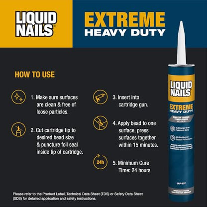 Liquid Nails 28 oz Extreme Heavy Duty Construction Adhesive - color: White, size: 28 Ounce, style: Extreme Heavy Duty